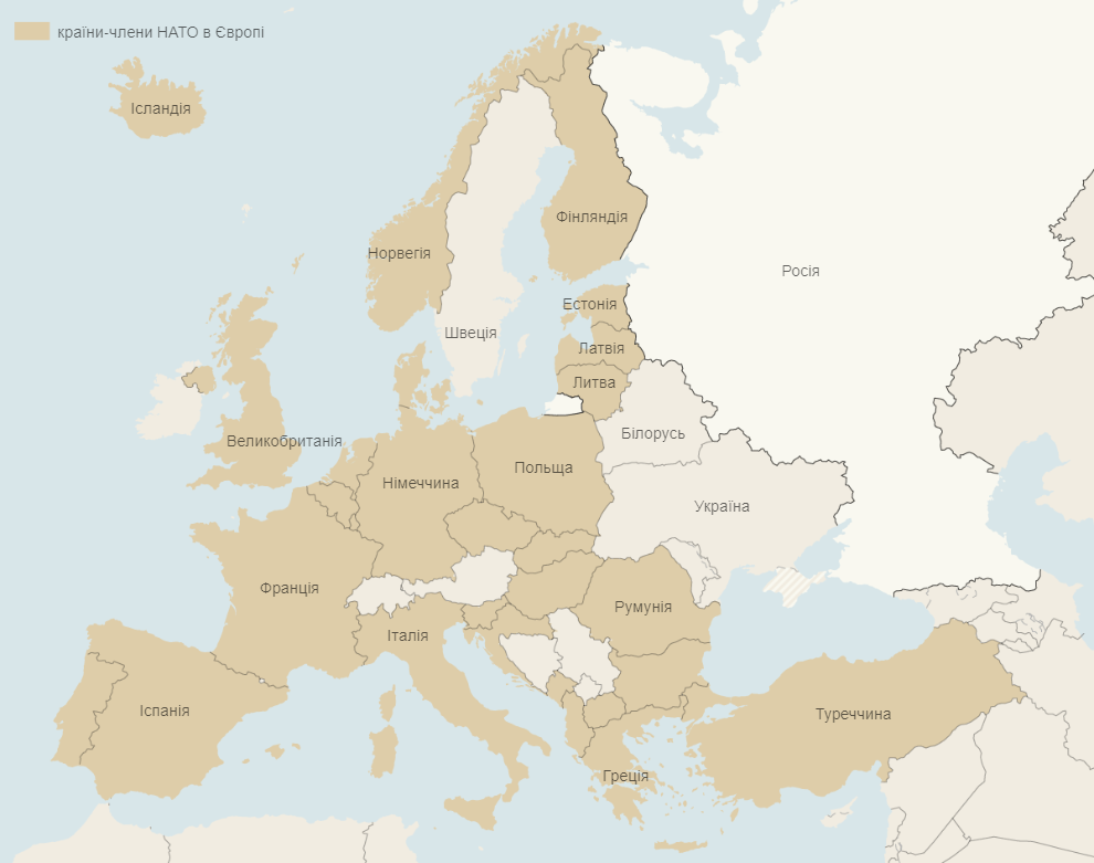 Примітка: НАТО також включає Канаду та Сполучені Штати